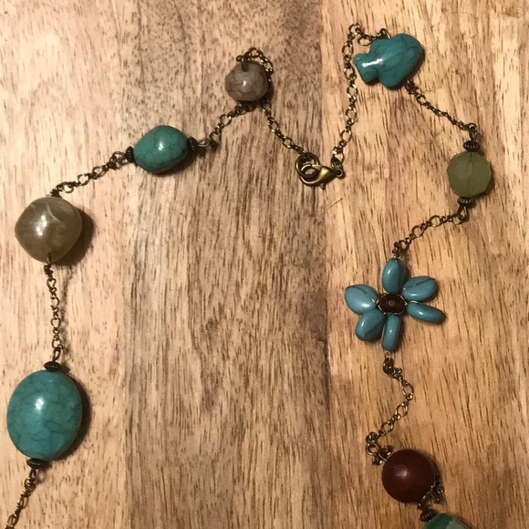 Boho Chic Bead and Stone Necklace - Picture 2 of 4